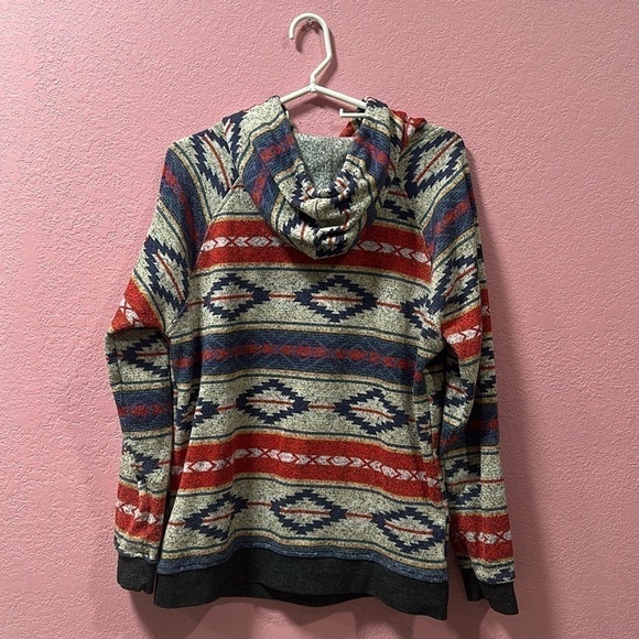 BKC Men’s Geometric Aztec Hoodie Size M 100% Polyester - Picture 3 of 7